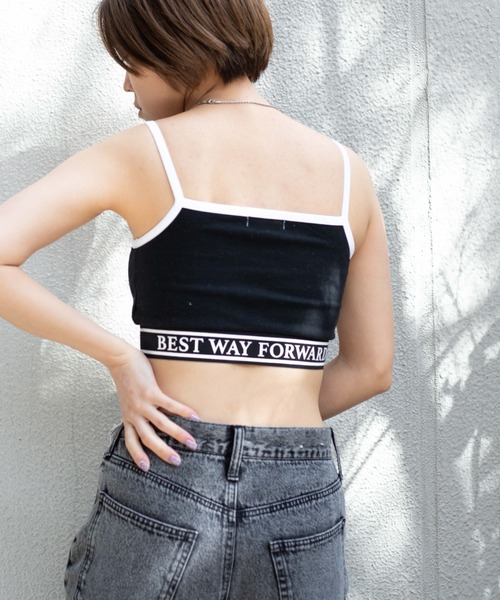 WEGO(ウィゴー)の「WEGO/カップインロゴリブキャミソール(キャミソール・レディース・ホワイト/ブラック・FREE)」の10枚目の写真