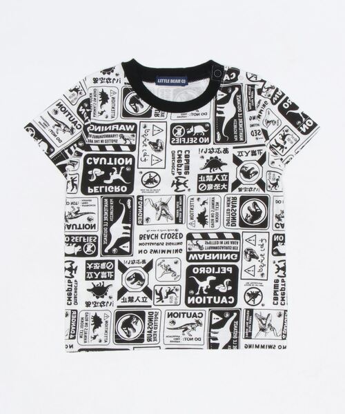 LITTLE BEAR CLUB(リトルベアクラブ)の「ジュラシックワールド標識柄Tシャツ(Tシャツ/カットソー・キッズ・ブラック/ホワイト・100/110/120/130/90)」の2枚目の写真