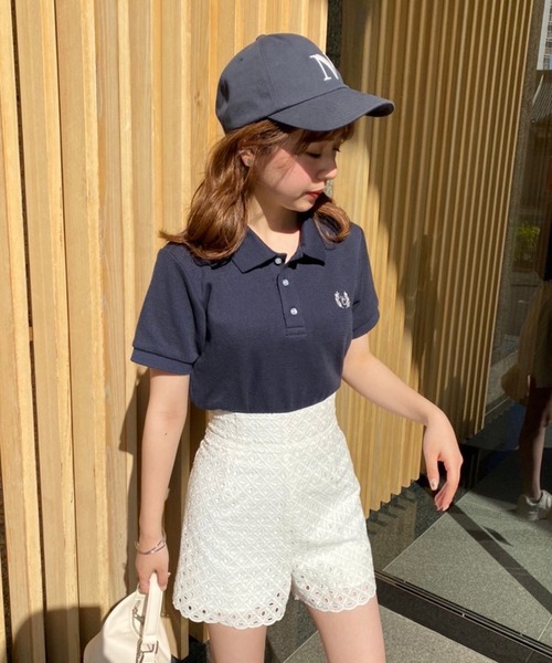 one after another NICE CLAUP（ワンアフターアナザーナイスクラップ）の「ナイスのポロTee（Tシャツ/カットソー・レディース・オフホワイト/ネイビー/ラベンダー・FREE）」の10枚目の写真