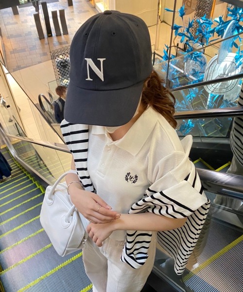 one after another NICE CLAUP（ワンアフターアナザーナイスクラップ）の「ナイスのポロTee（Tシャツ/カットソー・レディース・オフホワイト/ネイビー/ラベンダー・FREE）」の14枚目の写真