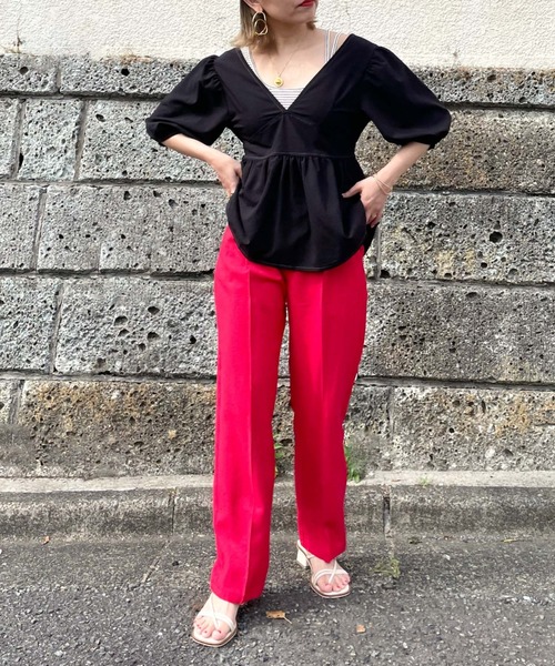 archives（アルシーヴ）の「センタープレスカラーパンツ（スラックス・レディース・ブラック/レッド/ブルー/アイボリー・MEDIUM）」の5枚目の写真