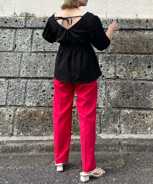 archives（アルシーヴ）の「センタープレスカラーパンツ（スラックス・レディース・ブラック/レッド/ブルー/アイボリー・MEDIUM）」の7枚目の写真