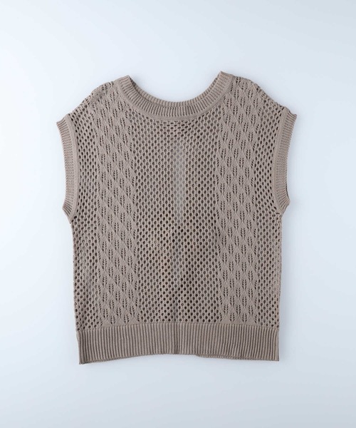 HONEYSUCKLE ROSE（ハニーサックルローズ）の「【HONEYSUCKLE ROSE】透かし編みニットベスト（ベスト・レディース・ブラウン/ダークグレー/キナリ・M/L）」の12枚目の写真