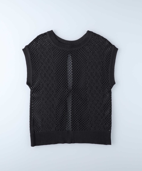 HONEYSUCKLE ROSE（ハニーサックルローズ）の「【HONEYSUCKLE ROSE】透かし編みニットベスト（ベスト・レディース・ブラウン/ダークグレー/キナリ・M/L）」の11枚目の写真