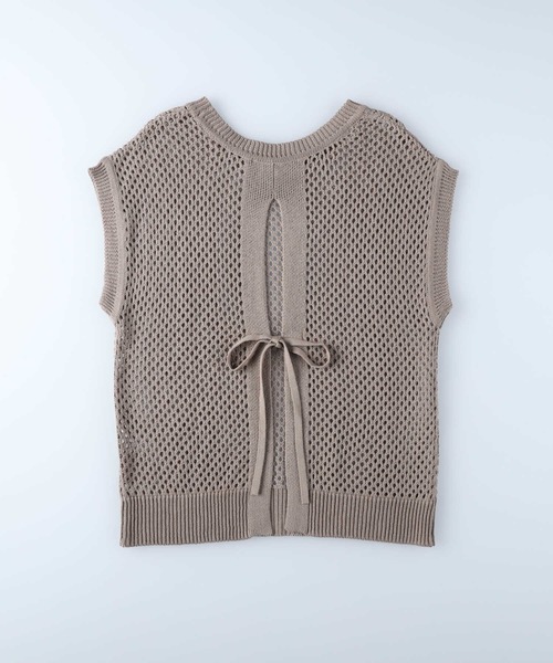 HONEYSUCKLE ROSE（ハニーサックルローズ）の「【HONEYSUCKLE ROSE】透かし編みニットベスト（ベスト・レディース・ブラウン/ダークグレー/キナリ・M/L）」の10枚目の写真
