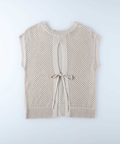 HONEYSUCKLE ROSE（ハニーサックルローズ）の「【HONEYSUCKLE ROSE】透かし編みニットベスト（ベスト・レディース・ブラウン/ダークグレー/キナリ・M/L）」の8枚目の写真