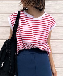 Q | ラウンドヘムボーダーハギフレンチT(Tシャツ/カットソー)