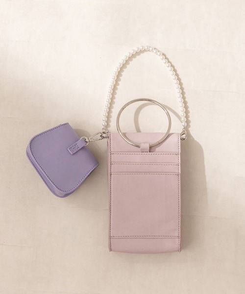 OLIVE des OLIVE（オリーブデオリーブ）の「リング付きスマホショルダー（ショルダーバッグ・レディース・シルバー/ラベンダー/ブラック/オフホワイト・FREE）」の12枚目の写真