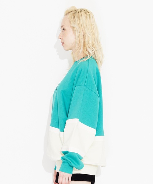 X-girl(エックスガール)の「COLLEGE SWEAT TOP(スウェット・レディース・ホワイト/グリーン/チャコール・S/M)」の15枚目の写真