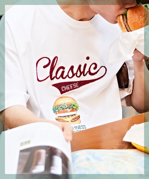 FREAK'S STORE（フリークスストア）の「WEB限定 FRESHNESS BURGER×FREAK'S STORE/フレッシュネスバーガー 別注 ビッグシルエット サガラ刺繍 プリントTシャツ（Tシャツ/カットソー・メンズ・グリーン/ホワイト・MEDIUM/LARGE/SMALL）」の12枚目の写真