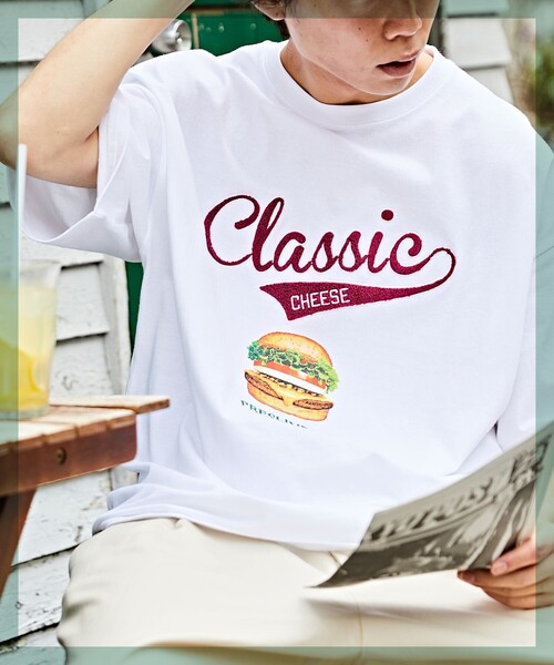 FREAK'S STORE（フリークスストア）の「WEB限定 FRESHNESS BURGER×FREAK'S STORE/フレッシュネスバーガー 別注 ビッグシルエット サガラ刺繍 プリントTシャツ（Tシャツ/カットソー・メンズ・グリーン/ホワイト・MEDIUM/LARGE/SMALL）」の20枚目の写真