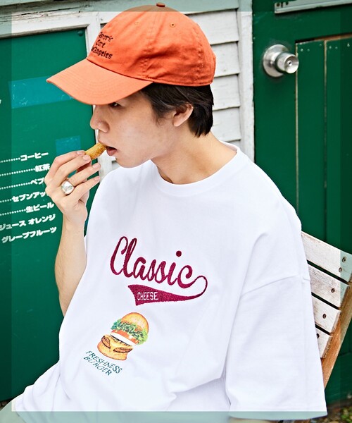 FREAK'S STORE（フリークスストア）の「WEB限定 FRESHNESS BURGER×FREAK'S STORE/フレッシュネスバーガー 別注 ビッグシルエット サガラ刺繍 プリントTシャツ（Tシャツ/カットソー・メンズ・グリーン/ホワイト・MEDIUM/LARGE/SMALL）」の22枚目の写真