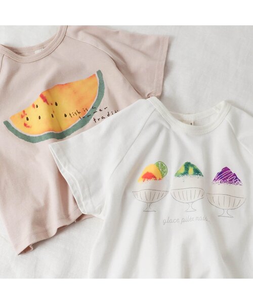 apres les cours(アプレレクール)の「/モチーフ温変Tシャツ(Tシャツ/カットソー・キッズ・オフホワイト/サーモンピンク・120/110/130/80/90/100/140)」の5枚目の写真