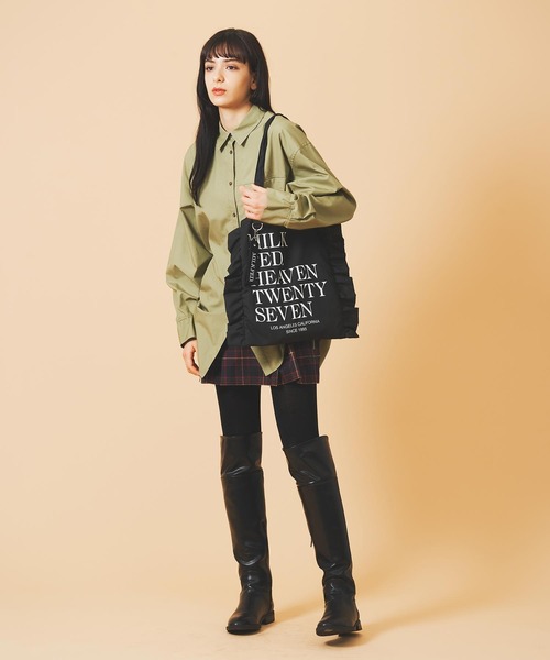 ミルク様専用 プラダ フリルトート ミルクフェド ショルダーバッグ RUFFLE BAG MILKFED. 2way フリル トートバッグ 斜めがけ トート バッグ 鞄 カバン  レディース 通勤 通学 A4 大容量 キャンバス 103222053008 | ｋａｌｕｌｕカルル