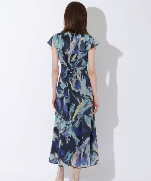 【美品】アンドクチュール　ドローペイントロングワンピース AND COUTURE（アンドクチュール）の「ドローペイントプリント