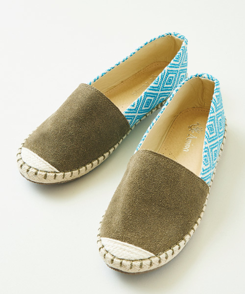 チャイハネ(チャイハネ)の「【チャイハネ】スエード&ジャガード エスパドリーユ(スリッポン・レディース・ブラウン/グリーン/ブルー/カーキ・LARGE/MEDIUM)」の1枚目の写真