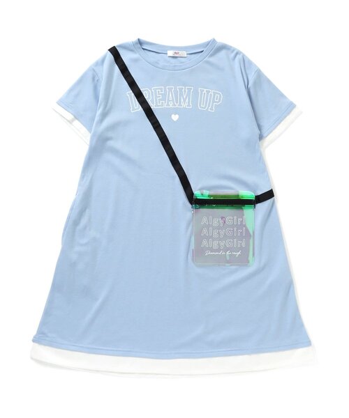 algy（アルジー）の「PVCショルダー風Tワンピ（ワンピース・キッズ・ベージュ/サックスブルー/ピンク・SMALL/MEDIUM/X-SMALL/XX-SMALL）」の2枚目の写真