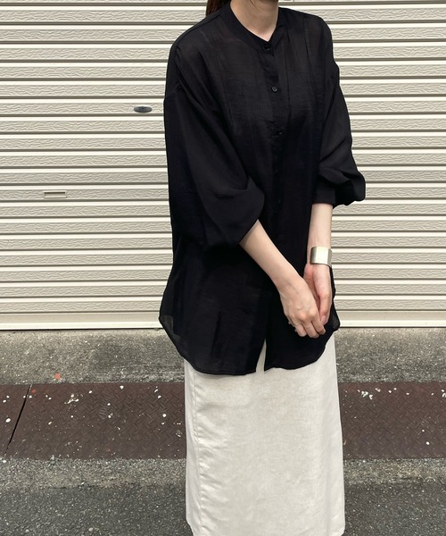 LE MORE(リモア)の「シアースタンドカラーシャツ(シャツ/ブラウス・レディース・ホワイト/ブラック/ピンク/ブルー/ライトブルー/ベージュ・FREE)」の20枚目の写真