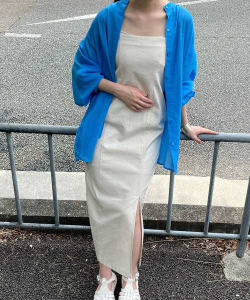 LE MORE(リモア)の「シアースタンドカラーシャツ(シャツ/ブラウス・レディース・ホワイト/ブラック/ピンク/ブルー/ライトブルー/ベージュ・FREE)」の18枚目の写真