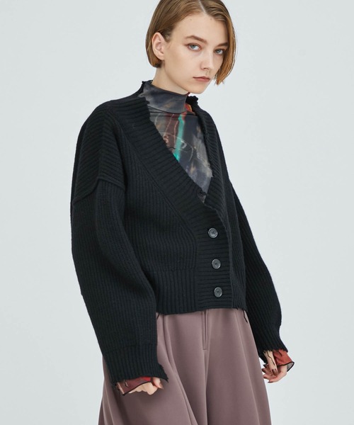 A + TOKYO（エープラストウキョウ）の「ブロークンショートニットカーディガン（カーディガン/ボレロ・レディース・ブラック/レッド/カーキ・FREE）」の16枚目の写真