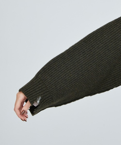 A + TOKYO（エープラストウキョウ）の「ブロークンショートニットカーディガン（カーディガン/ボレロ・レディース・ブラック/レッド/カーキ・FREE）」の6枚目の写真