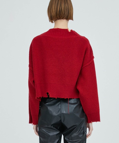 A + TOKYO（エープラストウキョウ）の「ブロークンショートニットカーディガン（カーディガン/ボレロ・レディース・ブラック/レッド/カーキ・FREE）」の7枚目の写真