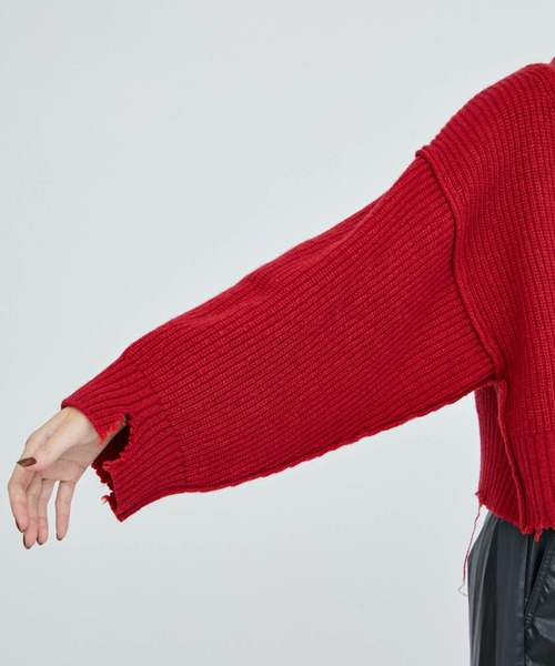 A + TOKYO（エープラストウキョウ）の「ブロークンショートニットカーディガン（カーディガン/ボレロ・レディース・ブラック/レッド/カーキ・FREE）」の20枚目の写真