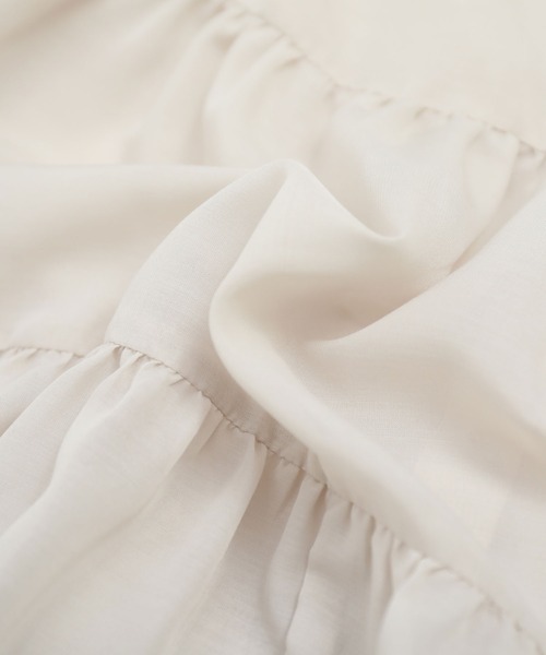 anown（アノン）の「ティアードチュニック　シアーシャツ シア―ブラウス ノースリーブ フレンチ袖 チュニックシャツ ティアード シアー 前後2way きれいめ（シャツ/ブラウス・レディース・ブラック/オフホワイト/ライトグリーン/ライトベージュ・M）」の10枚目の写真