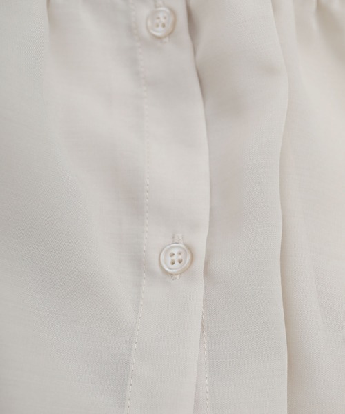 anown（アノン）の「ティアードチュニック　シアーシャツ シア―ブラウス ノースリーブ フレンチ袖 チュニックシャツ ティアード シアー 前後2way きれいめ（シャツ/ブラウス・レディース・ブラック/オフホワイト/ライトグリーン/ライトベージュ・M）」の7枚目の写真