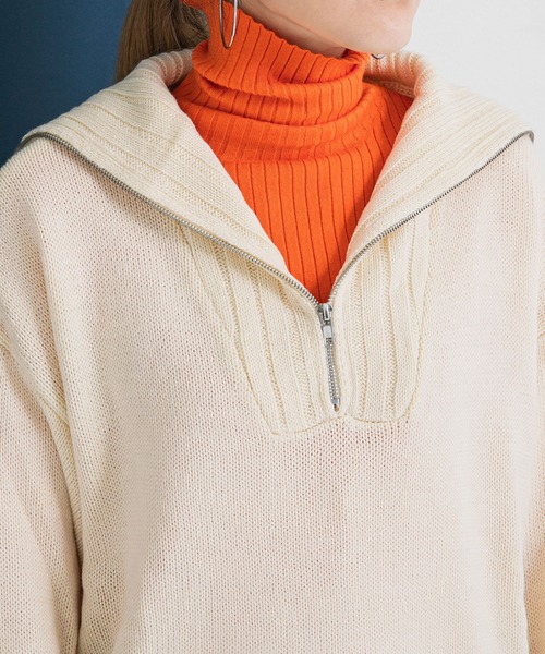 bohmal（ボマール）の「ハーフジップニット（ニット/セーター・レディース・ブラック/オフホワイト/ピンク/ブルー・FREE）」の8枚目の写真