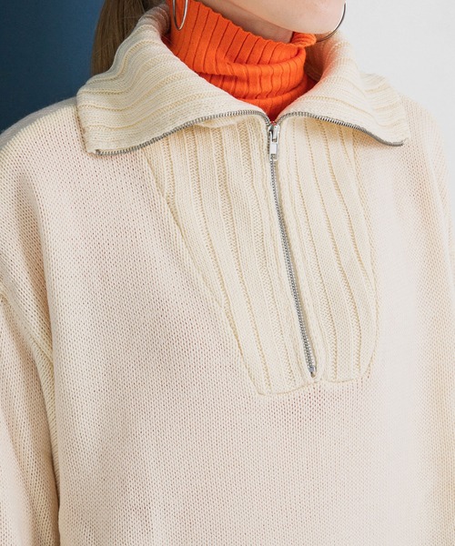 bohmal（ボマール）の「ハーフジップニット（ニット/セーター・レディース・ブラック/オフホワイト/ピンク/ブルー・FREE）」の9枚目の写真