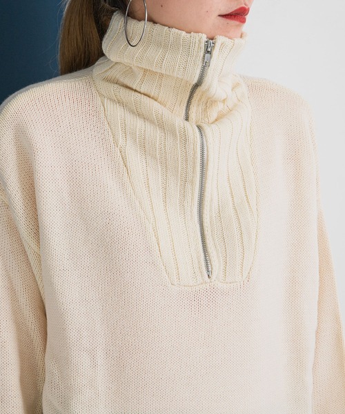 bohmal（ボマール）の「ハーフジップニット（ニット/セーター・レディース・ブラック/オフホワイト/ピンク/ブルー・FREE）」の10枚目の写真