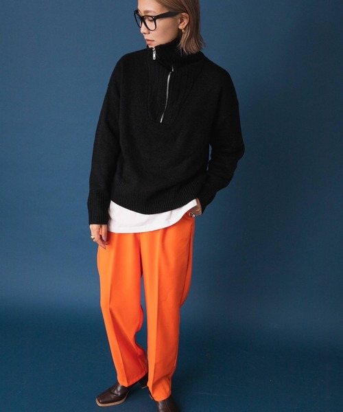 bohmal（ボマール）の「ハーフジップニット（ニット/セーター・レディース・ブラック/オフホワイト/ピンク/ブルー・FREE）」の14枚目の写真