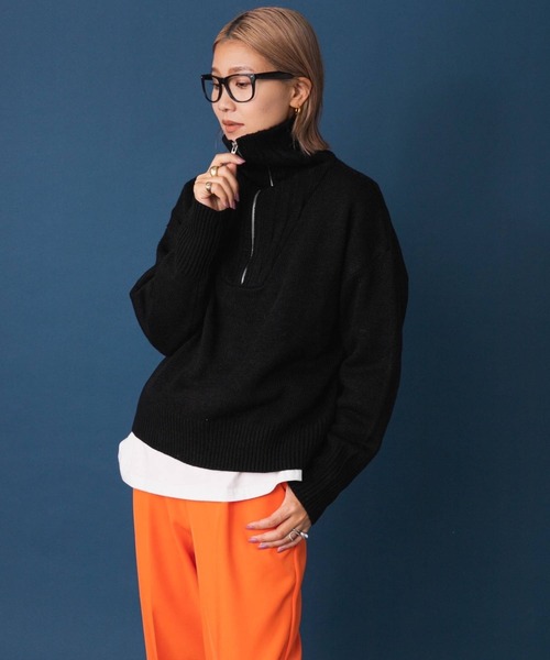 bohmal（ボマール）の「ハーフジップニット（ニット/セーター・レディース・ブラック/オフホワイト/ピンク/ブルー・FREE）」の13枚目の写真