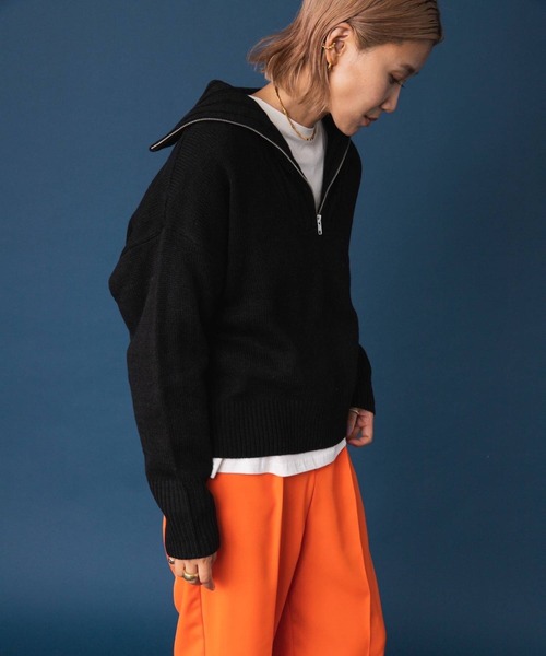 bohmal（ボマール）の「ハーフジップニット（ニット/セーター・レディース・ブラック/オフホワイト/ピンク/ブルー・FREE）」の16枚目の写真