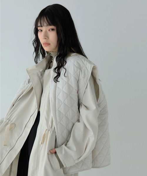 hellam（へラム）の「3WAY キルティングライナー付モッズコート（モッズコート・レディース・ブラック/カーキ/アイボリー・FREE）」の9枚目の写真