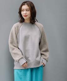裏毛×シープボアスウェットプルオーバー