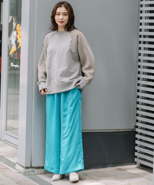 Munich（ミューニック）の「裏毛×シープボアスウェットプルオーバー（スウェット・レディース・アイボリー/グレイッシュベージュ/ブラック・FREE）」の5枚目の写真