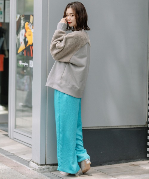 Munich（ミューニック）の「裏毛×シープボアスウェットプルオーバー（スウェット・レディース・アイボリー/グレイッシュベージュ/ブラック・FREE）」の6枚目の写真