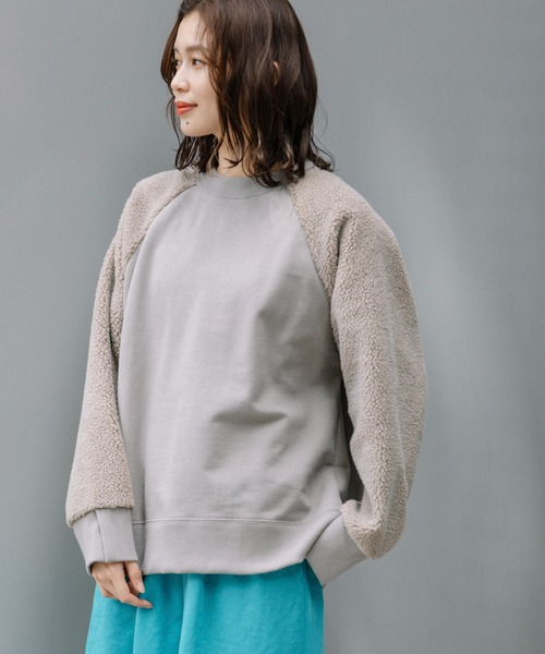 Munich（ミューニック）の「裏毛×シープボアスウェットプルオーバー（スウェット・レディース・アイボリー/グレイッシュベージュ/ブラック・FREE）」の8枚目の写真