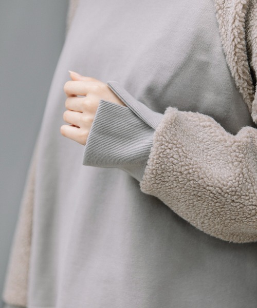 Munich（ミューニック）の「裏毛×シープボアスウェットプルオーバー（スウェット・レディース・アイボリー/グレイッシュベージュ/ブラック・FREE）」の13枚目の写真