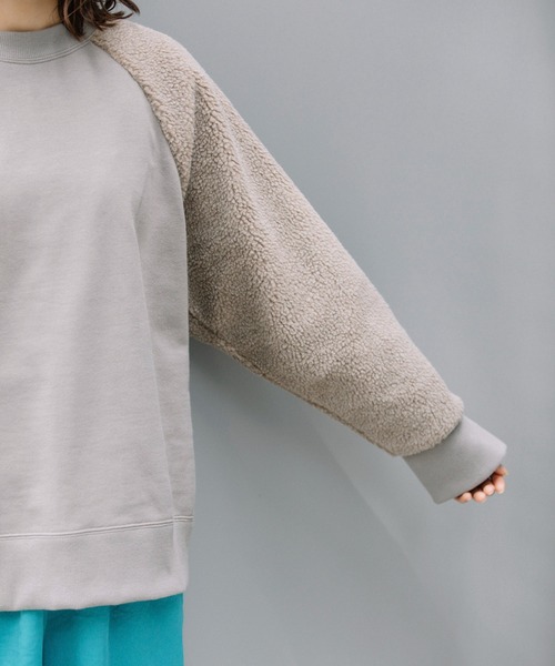 Munich（ミューニック）の「裏毛×シープボアスウェットプルオーバー（スウェット・レディース・アイボリー/グレイッシュベージュ/ブラック・FREE）」の15枚目の写真