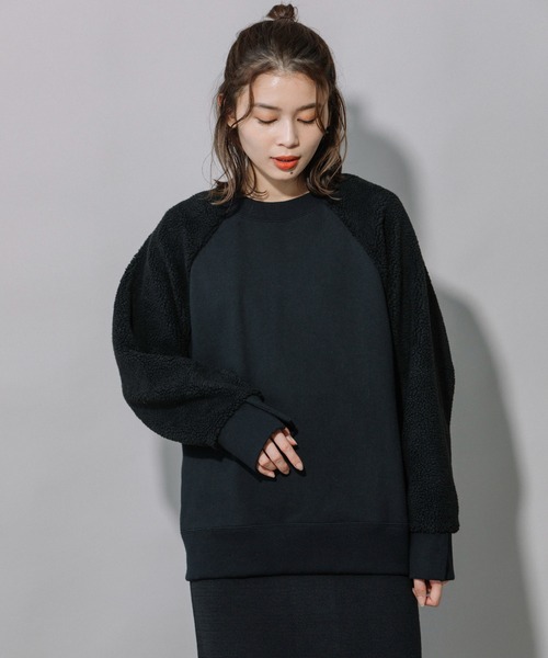 Munich（ミューニック）の「裏毛×シープボアスウェットプルオーバー（スウェット・レディース・アイボリー/グレイッシュベージュ/ブラック・FREE）」の19枚目の写真