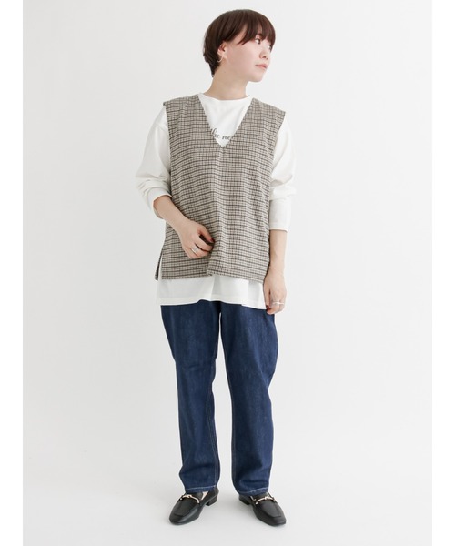 Lugnoncure（ルノンキュール）の「ロゴロンT（Tシャツ/カットソー・レディース・ベージュ/オフホワイト/チャコール・ﾌﾘ-）」の10枚目の写真