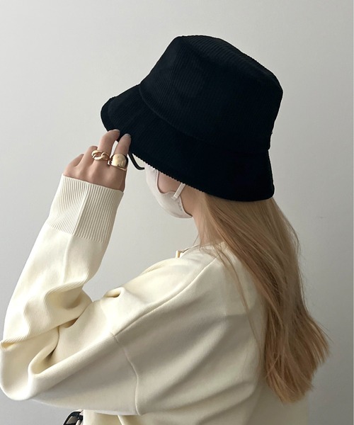 prose verse（プロズヴェール）の「コーデュロイバケットハット（ハット・レディース・ブラック/グレイッシュベージュ・ﾌﾘ-）」の5枚目の写真