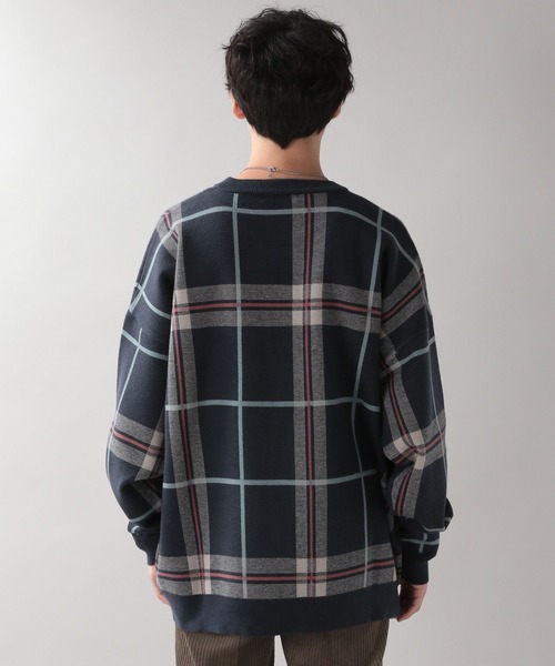 RAGEBLUE（レイジブルー）の「チェック柄ニットクルー（ニット