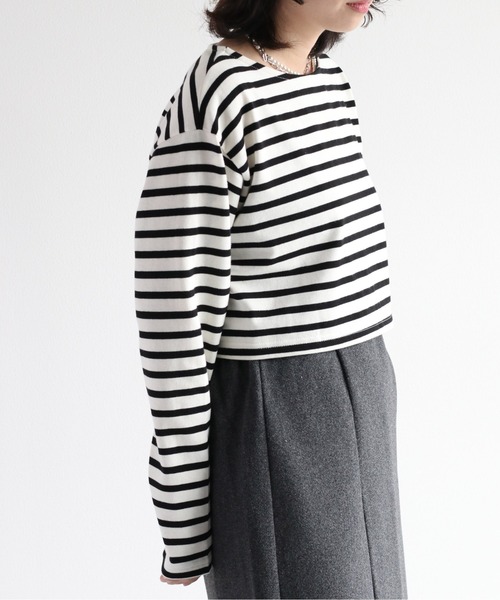 cepo(セポ)の「タンタケ ショートボーダーロンTee(Tシャツ/カットソー・レディース・ダークブラウン/ブラウン/オフホワイト・M)」の5枚目の写真