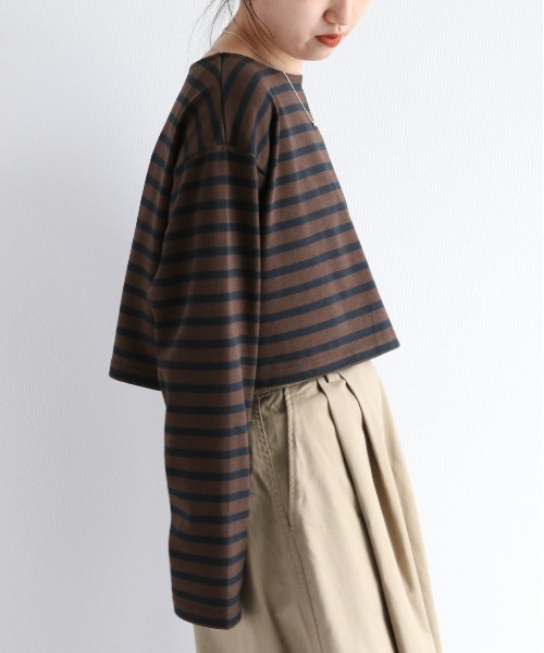 cepo(セポ)の「タンタケ ショートボーダーロンTee(Tシャツ/カットソー・レディース・ダークブラウン/ブラウン/オフホワイト・M)」の7枚目の写真