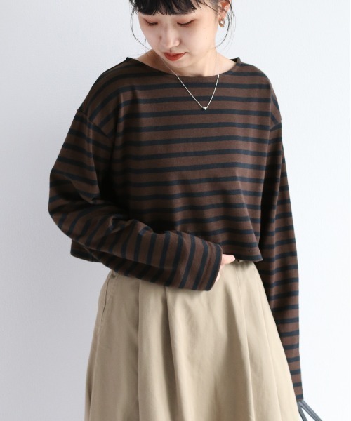 cepo(セポ)の「タンタケ ショートボーダーロンTee(Tシャツ/カットソー・レディース・ダークブラウン/ブラウン/オフホワイト・M)」の4枚目の写真
