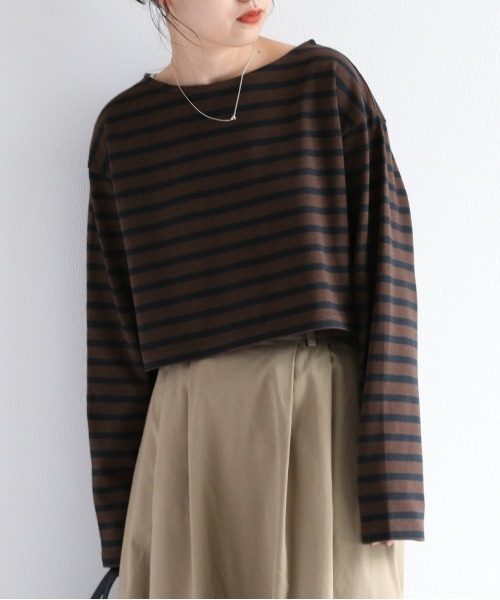 cepo(セポ)の「タンタケ ショートボーダーロンTee(Tシャツ/カットソー・レディース・ダークブラウン/ブラウン/オフホワイト・M)」の21枚目の写真